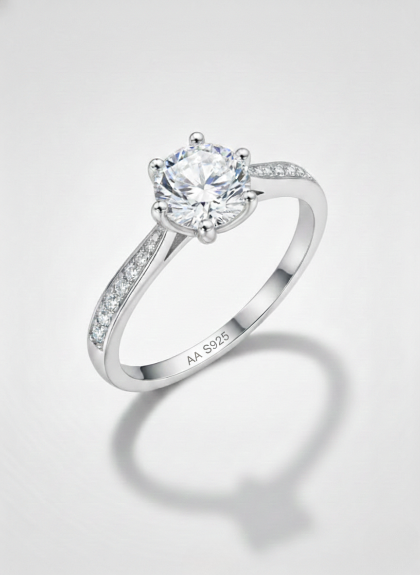 Anel Moissanite Prata 925 - AP220-SOL-LAT17